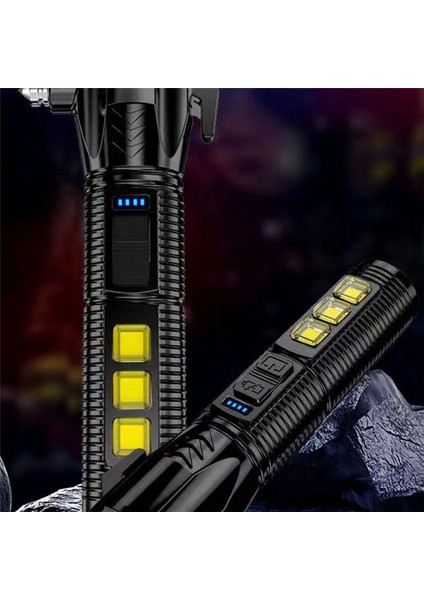 Çok Fonksiyonlu Güçlü Işık El Feneri Araba Güvenlik Çekiç USB Şarj Edilebilir Yangın Acil Durum Lambası Kaçış Çekiç (Yurt Dışından) fiyatları