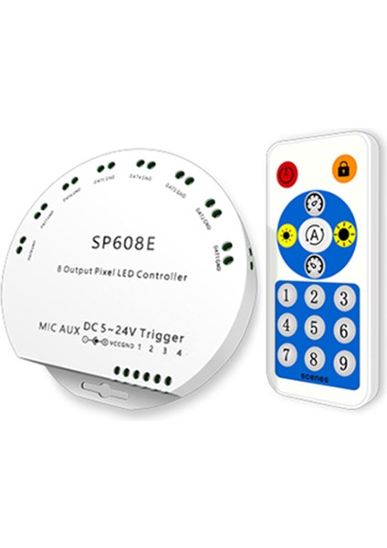 SP608E WS2812B Müzik Denetleyicisi 8 Ch Sinyal Çıkışı WS2811 WS2815 Mikrofon Ios Android Bluetooth Uygulamasında Yerleşik LED Işık Şeridi (Yurt Dışından)