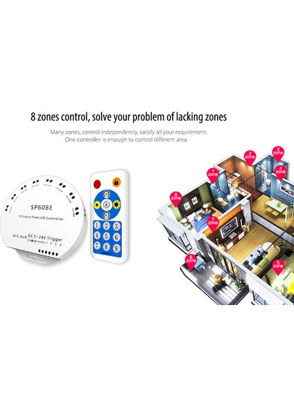 SP608E WS2812B Müzik Denetleyicisi 8 Ch Sinyal Çıkışı WS2811 WS2815 Mikrofon Ios Android Bluetooth Uygulamasında Yerleşik LED Işık Şeridi (Yurt Dışından) fırsatları