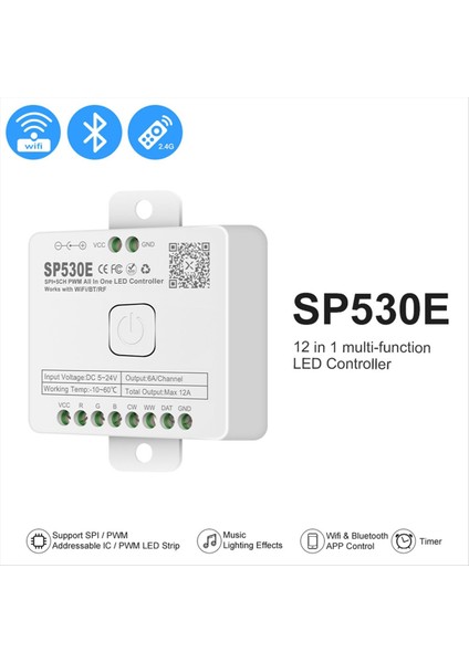 WS2812B WS2811 Rgb Rgbw LED Şeritleri Için 12-1 Arada Wifi LED Denetleyicisi SP530E Pwm Spı Pixels Dimmer Ses Kontrolü (Yurt Dışından) modelleri