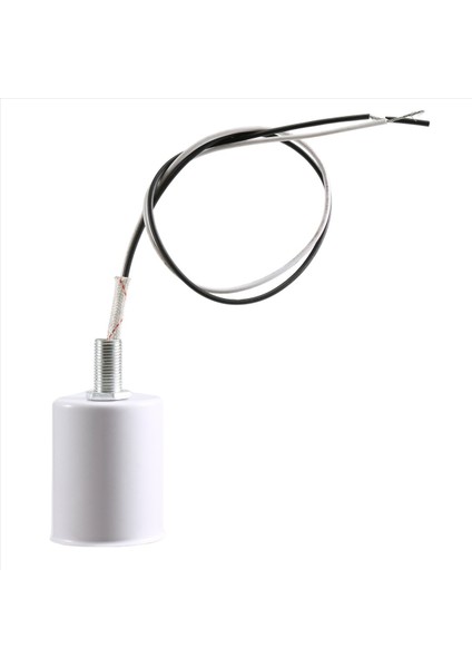 E27 Seramik Vidalı Taban Yuvarlak LED Ampul Lamba Soket Tutucu Adaptör Metal Lamba Tutucu Tel Beyaz (Yurt Dışından)