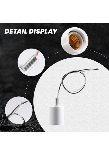 E27 Seramik Vidalı Taban Yuvarlak LED Ampul Lamba Soket Tutucu Adaptör Metal Lamba Tutucu Tel Beyaz (Yurt Dışından) indirimleri