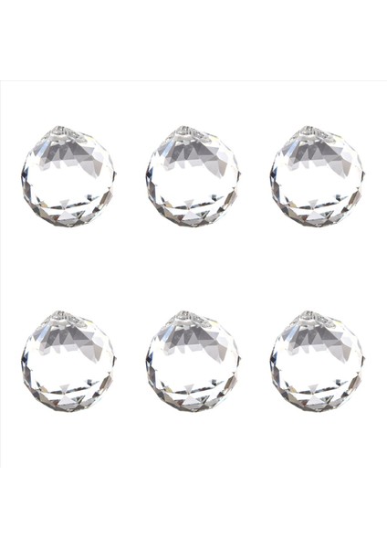 6 Adet 40MM Feng Shui Faseted Dekorasyon Kristal Kolye Topu (Berrak) (Yurt Dışından)