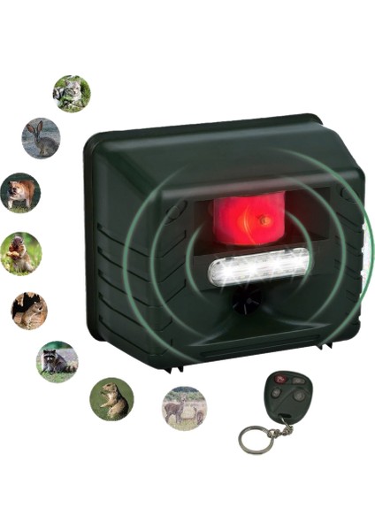 Kemirgen Geyiği Kedi Köpek Tilki Fare Kuş Skunk Ayı-Us Fişi Için Uzaktan Kumandalı Ultrasonik Açık Hayvan Tahriki Flaşı LED Işık Kovucu Sürücü Kemirgen Cihazı (Yurt Dışından)