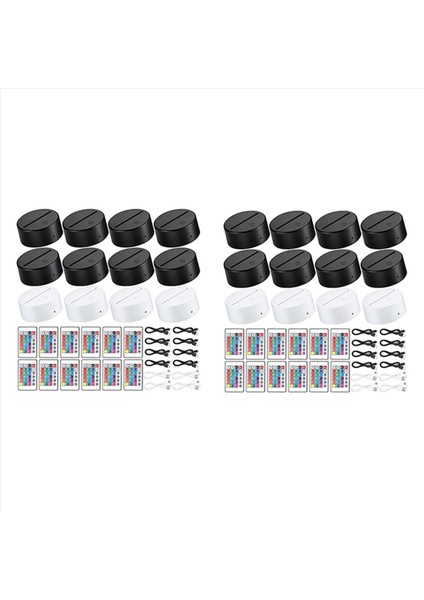 24 Paket 3D Gece LED Işık Lambası Taban 16 Renk Akrilik ve Reçine Camı Için Uzaktan Kumanda Ile LED Işık Ekran Taban (Yurt Dışından)
