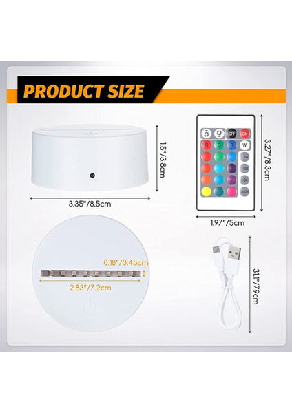 18 Adet 3D Gece LED Işık Lamba Tabanı 16 Renk Tabanı Akrilik ve Reçine Camı Için Dekoratif Işık Lambası Tabanı (Beyaz) (Yurt Dışından) fiyatları