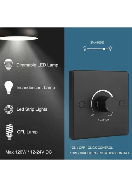 Rv Işık Dimmer Işık Anahtarı Kontrol Paneli 12-24V 5A Evrensel Pwm Dimmer Düşük Voltaj Dimmer (Yurt Dışından) fiyatları