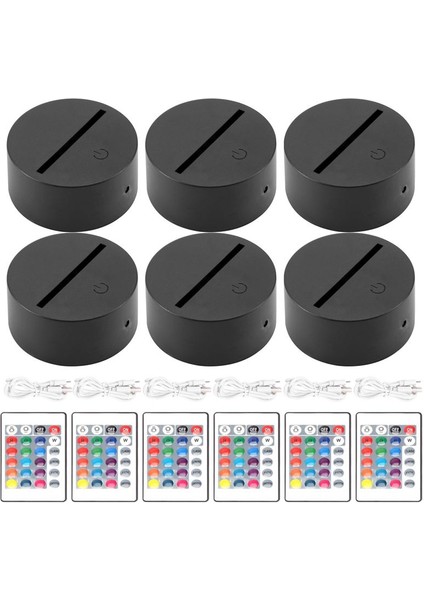 6 Adet 3D Gece LED Işık Lamba Tabanı 16 Renk Tabanı Akrilik ve Reçine Camı Için Dekoratif Işık Lambası Tabanı (Siyah) (Yurt Dışından) fiyatları