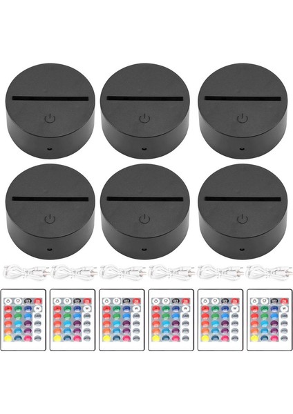 6 Adet 3D Gece LED Işık Lamba Tabanı 16 Renk Tabanı Akrilik ve Reçine Camı Için Dekoratif Işık Lambası Tabanı (Siyah) (Yurt Dışından) modelleri