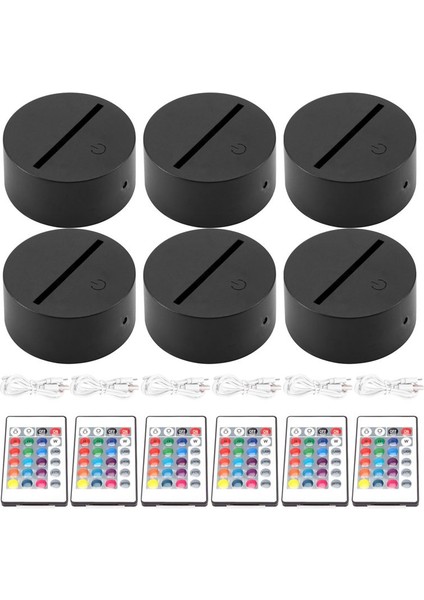 6 Adet 3D Gece LED Işık Lamba Tabanı 16 Renk Tabanı Akrilik ve Reçine Camı Için Dekoratif Işık Lambası Tabanı (Siyah) (Yurt Dışından) fırsatları