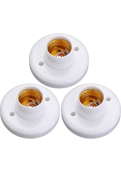 3x E27 Yuvarlak Plastik Taban Vidalı Ampul Lamba Soketi Tutucu Beyaz (Yurt Dışından)