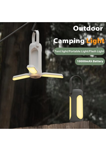 Açık Kamp Hafif Katlanır Taşınabilir Taşınabilir Şarj Edilebilir 10000MAH Asma Çadır Lambası Asma LED El Feneri (Yurt Dışından) fırsatları