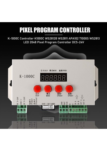 K-1000C Denetleyici K1000C WS2812B WS2811 APA102 T1000S WS2813 LED 2048 Piksel Program Denetleyicisi DC5-24V (Yurt Dışından) fırsatları