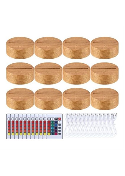 12 Pcs Noel 3D Gece LED Lamba Taban 16 Renk LED Işık Ekran Taban Uzaktan Kumanda USB Kablo Lamba Tabanı (Yurt Dışından)