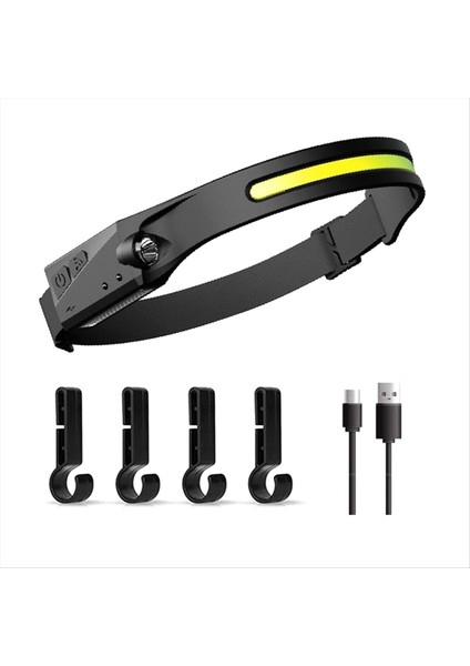 USB Şarj Edilebilir LED Sensör Far Xpe+Cob Far Work Işık Su Geçirmez Far Fishing Camping Işık (Yurt Dışından)