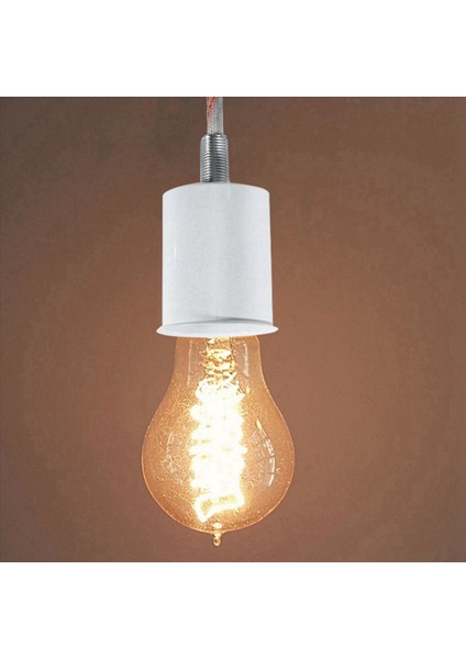 2x E27 Seramik Vidalı Taban Yuvarlak LED Ampul Lamba Soket Tutucu Adaptörü Metal Lamba Tutucu Tel Beyaz (Yurt Dışından) fiyatları