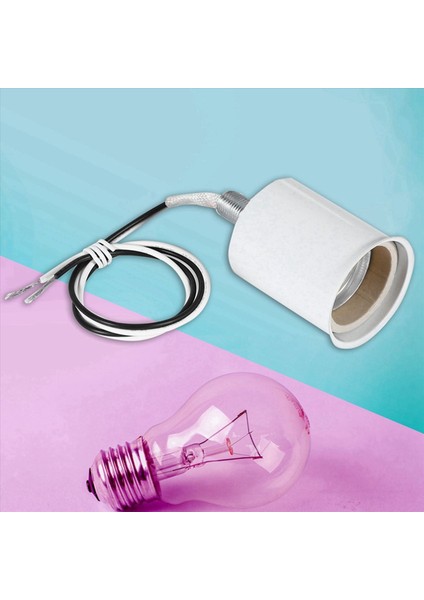 2x E27 Seramik Vidalı Taban Yuvarlak LED Ampul Lamba Soket Tutucu Adaptörü Metal Lamba Tutucu Tel Beyaz (Yurt Dışından) modelleri