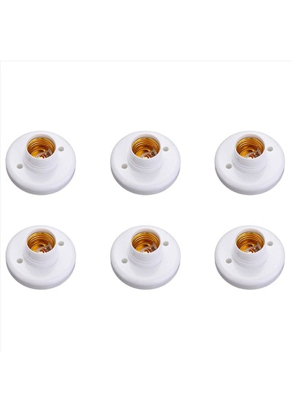 6x E27 Yuvarlak Plastik Taban Vidalı Ampul Lamba Soketi Tutucu Beyaz (Yurt Dışından)