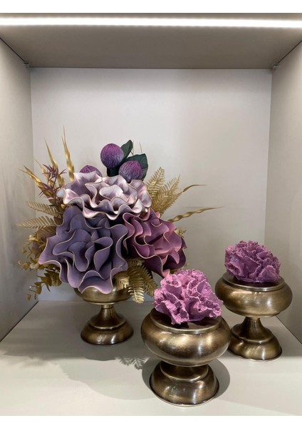 Yapay Çiçekli 3 Parça Set Antik No:1