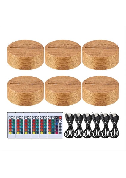 6 Pcs Noel 3D Gece LED Lamba Taban Si 16 Renk LED Işık Ekran Tabanı Uzaktan Kumanda USB Kablo Lamba Tabanı (Yurt Dışından)