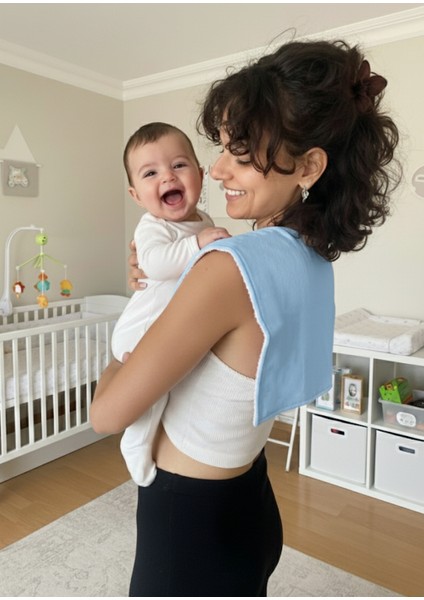 Organik Pamuk Müslin ve Havlu Tabanlı Çift Yönlü Kullanm Omuz Bezi Ağız Ter Mendili Omuz Örtüsü 2'li