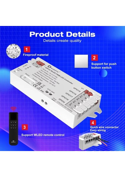 Gledopto ESP32 Pwm Wled 1 Dc 12-24V Wifi Uygulama Kontrolü Rgbw Rgb Wwcw Cct Dimmer Şerit Işığı (Yurt Dışından) modelleri