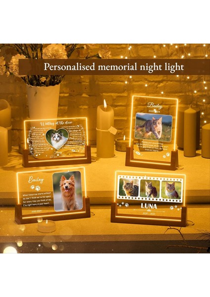 8 Inç Ahşap U Şeklindeki Aydınlık Taban Ekran Çerçeve Ahşap Çerçeve LED Kişiselleştirilmiş Kedi Anıt Leri Kedi Kaybı Için (Yurt Dışından) fiyatları