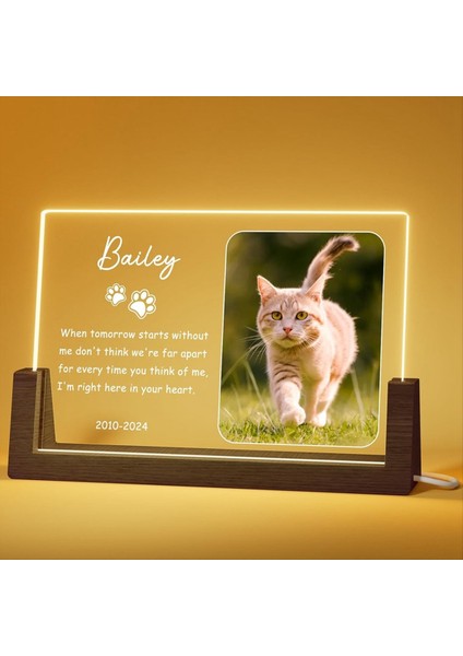 8 Inç Ahşap U Şeklindeki Aydınlık Taban Ekran Çerçeve Ahşap Çerçeve LED Kişiselleştirilmiş Kedi Anıt Leri Kedi Kaybı Için (Yurt Dışından) modelleri