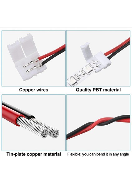 144PCS 8mm 2 Pin LED Şerit Işık Konnektörü 8 mm Genişliğinde Esnek Smd 3528 2835 Tek Renkli LED Şerit Işıkları Lehimsiz (Yurt Dışından) modelleri