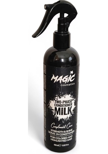 Magic Cosmetics Çift Fazlı Süt Içerikli Fön Suyu 400 ml – Koruyucu & Besleyici – Güç Parlaklık ve Kolay Tarama Sağlar – 2 Phase Conditioner Milk