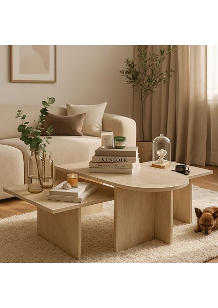 Terni Çok Amaçlı Oval Orta Sehpa Bohem Traverten 120 modelleri