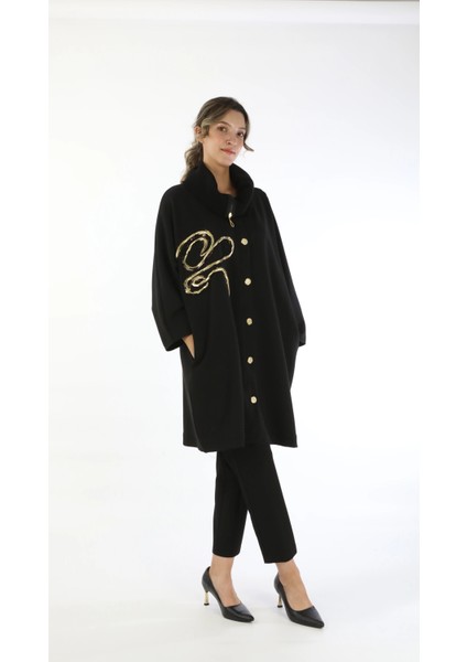 Varaklı Triko Büyük Beden Mont