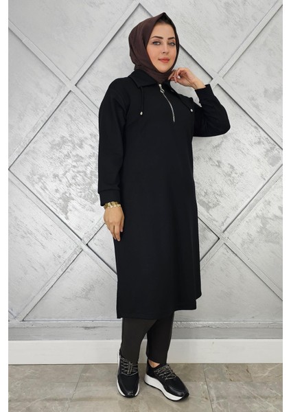 Kadın Fermuarlı Bağcıklı Tesettür Tunik