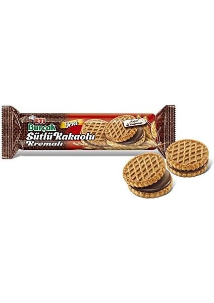 Eti Burçak Sütlü Kakaolu Kremalı Yulaflı Bisküvi 100 G x 12 Adet modelleri
