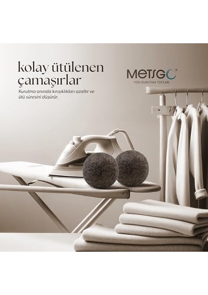 Metsgo Saf Doğal Yün Yerli Üretim Koyu Renkli Yün Kurutma Topları 3 Adet fiyatları