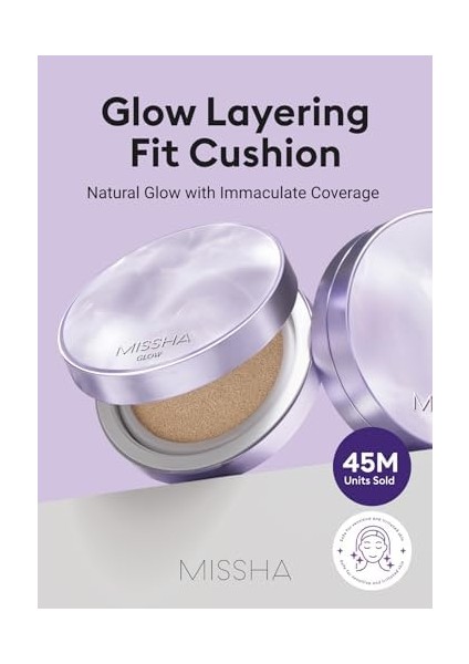 Mıssha Yoğun Kapatıcı, Nemli ve Parlak Bitişli Cushion Glow Layering Fit Cushion NO21 Vanilla SPF50+/PA++++ modelleri