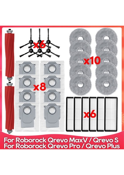 Roborock Qrevo Pro / Qrevo Maxv / Qrevo S / Qrevo Plus Roller Sıde Fırch Fırtre Filtre Mop Toz Tora Yedek Parçaları (Yurt Dışından)