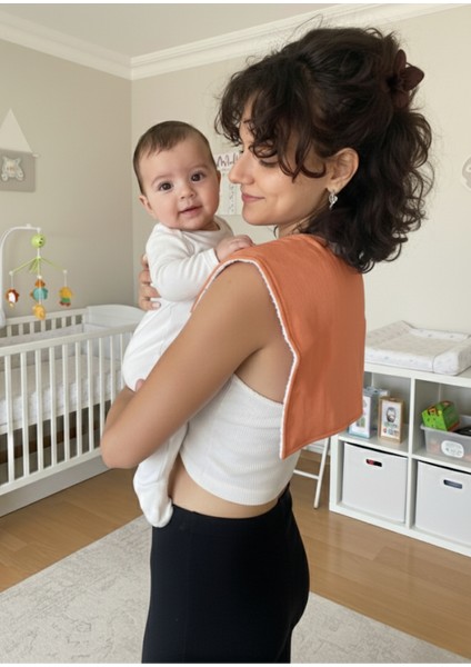 Organik Pamuk Müslin ve Havlu Tabanlı Çift Yönlü Kullanm Omuz Bezi Ağız Ter Mendili Omuz Örtüsü 2'li