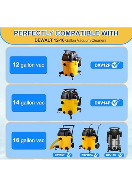 DXVA19-4102 Dewalt 12-16 Galon Islak/kuru Vakum, Tek Kullanımlık Toz Filtre Torbası, DXV12P DXV14P DXV16P DXV16PA Için Vakum Torbası (Yurt Dışından) modelleri