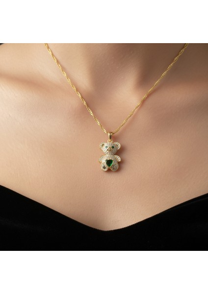 - 925 Ayar Orjinal Gümüş Panda Figürü Altın Kaplama Renk Kolye modelleri