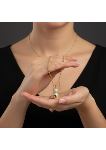 - 925 Ayar Orjinal Gümüş Panda Figürü Altın Kaplama Renk Kolye fırsatları