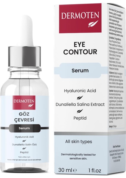 Dermoten Göz Çevresi Bakım Serumu Hyaluronik Asit ve Dunaliella Salina Özlü 30 ml