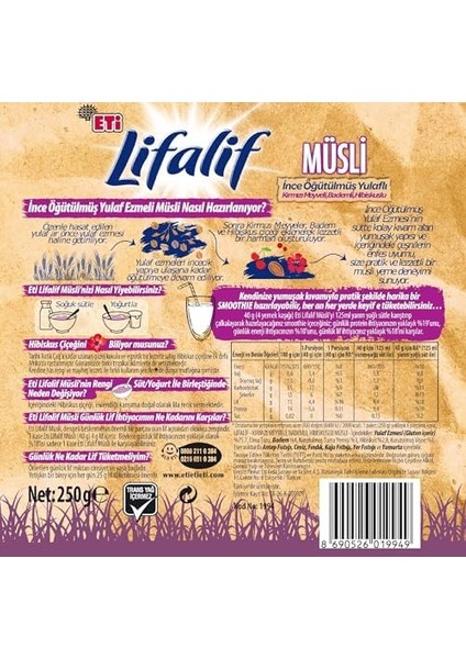 Eti Lifalif Ince Öğütülmüş Müsli Hibiskuslu 250 G fiyatları