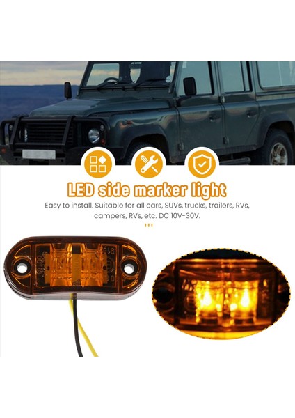 10PCS Amber 2 LED Işık Oval Boşluk Trailer Araba Kamyonu Yan Işaretçi Kuyruk Lambası (Yurt Dışından) fırsatları