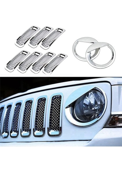 9pcs Ön Izgara Örgü Döşeme+Kafa Işık Kapağı Süslemeleri Jeep Patriot Için 2011-2017 (Yurt Dışından) fırsatları