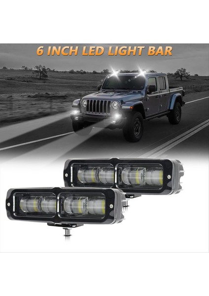 2pcs 6 Inç LED Işık Çubuğu, 80W Sisli Off Off Yol Işıkları Kamyon Suv Atv Tekne Motosikleti, Beyaz Işık Için Iş Işık Çubuğu (Yurt Dışından) fırsatları