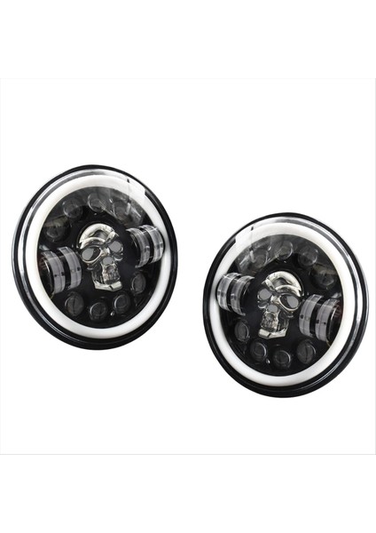 Kafatası Yuvarlak LED Far, 7 Inç LED Head Light Lambası Offroad Hafif Açılı Gözler Jeep Wrangler Jk Tj Lj Cj Hummber H1 H2 (Yurt Dışından)