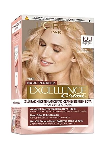L'oréal Parıs Excellence Creme Nude Renkler Saç Boyası - 10U Nude Açık Sarı
