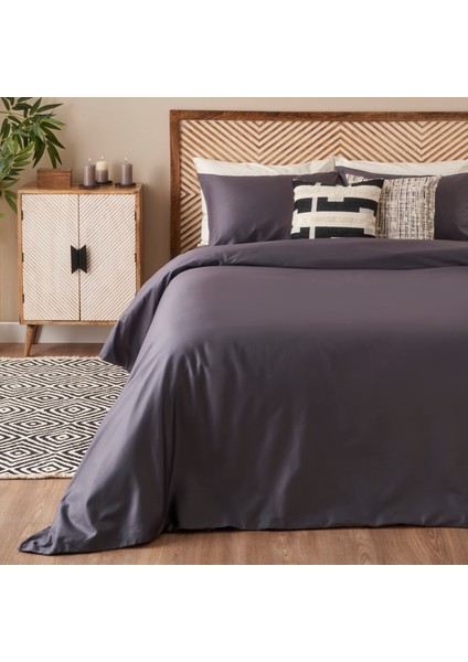 %100 Pamuk Saten Supreme Tek Kişilik Nevresim Seti Antrasit (160X220 Cm)