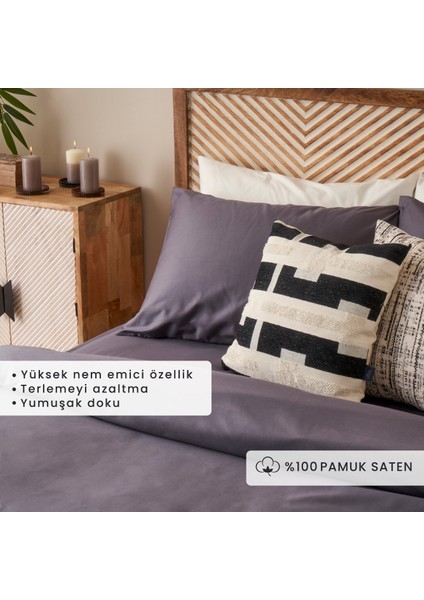 %100 Pamuk Saten Supreme Tek Kişilik Nevresim Seti Antrasit (160X220 Cm) fiyatları